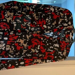 Red and Black Camouflage Long Sleeve Top